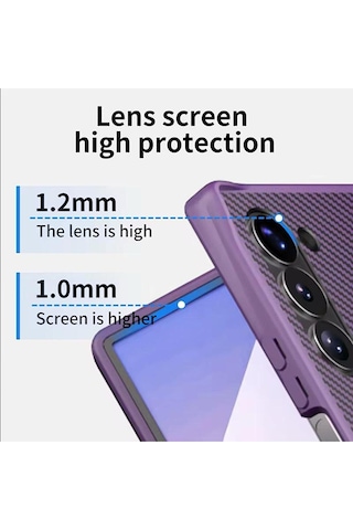 Teleplus Samsung Galaxy Uyumlu Z Fold 5 Kılıf Karbon Fiber Magsafeli 360 Dönerli Standlı Alp Kapak