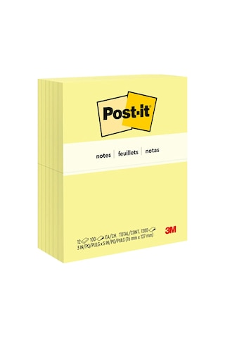 Pop-up Notlar 7,6x12,7 Cm, 12 Ped, Amerika'nın 1 Numaralı Favori Yapışkan Notları, Kanarya Sarısı, Temiz Kaldırm