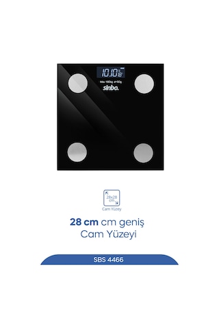 Sinbo Sbs-4466 Akıllı Bluetooth Baskül Vücut Yağ & Bmı Ölçer, Mobil Uygulamalı