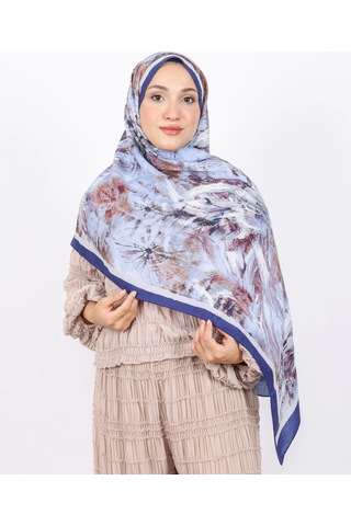 Luissa Bambu Kraş Şal Pastel Desen Lacivert