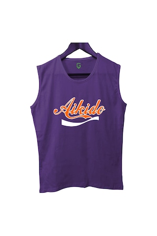 Top Glory Aikido Baskılı Kolsuz Sporcu T-shirt Tank Top Sporcu Fitness Atlet