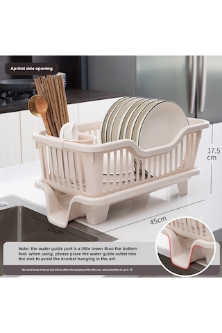 Reedark Ev Kullanıma Tek Katlı Plastik Tabak Rakusu - Yan Açık Süzme Özelliği İle Mutfak Malzeme Depolama Açık Renk Diğer