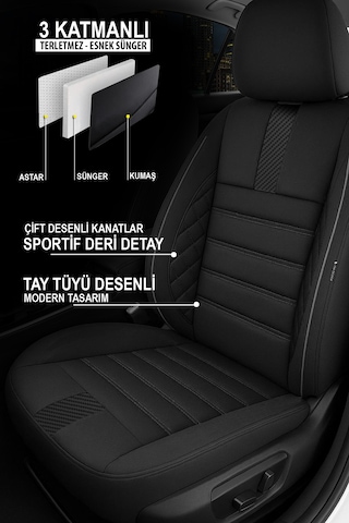 Oniks Tay Tüyü Oto Koltuk Kılıfı Fiat Egea-linea-punto-albea-marea-tipo-uno Uyumlu Siyah