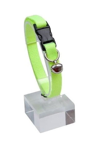 Toptan 10 Adet Neon Sarı Zilli Ayarlanabilir Kedi Boyun Tasması 22-30 Cm-21504