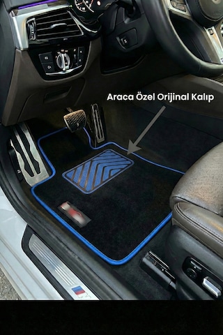 Bmw 3 Serisi E46 Compact 2001-2005 M Sport Oto Paspas Siyah Halı Mavi Kenar
