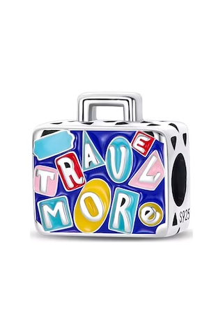 Travel More Yazılı Seyahat Çantası Boncuk Charm Gümüş Travel More Yazılı Seyahat Çantası Boncuk Charm Gümüş