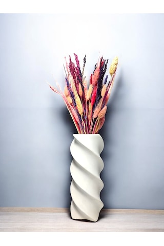 Spiral Model Vazo - 22 Cm Beyaz Vazo Beyaz