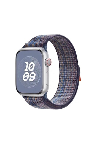 Apple Watch Seri 4/5/6/se 1.nesil /se 44mm Uyumlu Örgü İşlemeli Hasır Kordon Mavi
