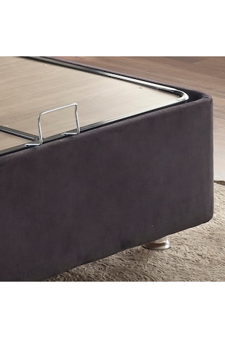 Nironyatak Niron Ela Baza -160X200 Cm Çift Kişilik Sandıklı Siyah Kumaş Baza