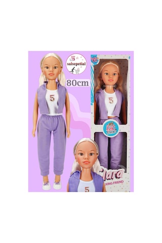 Büyük Boy Et Bebek 80cm Yürüyüş Arkadaşım Clara Sporty 80 Cm Mor Eşofman Takımlı