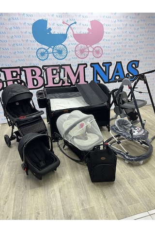 Bebemnas Tweeter Yeni Doğan Bebek Çeyiz Seti Bebek Arabası - Puset - Çanta - Park Beşik + Salıncak + Anadizi + Yürüteç