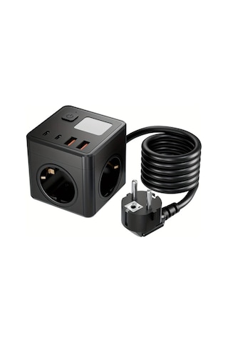 Honeybeeshop 1 Paket Siyah 8li 3 Ac Cikisli 2 Usb Portlu 2 Type C 15m Uzatma Kablosu Ev Ofis Seyahat Icin 3 Renk Modlu Ayarlanabilir Gece Isigi