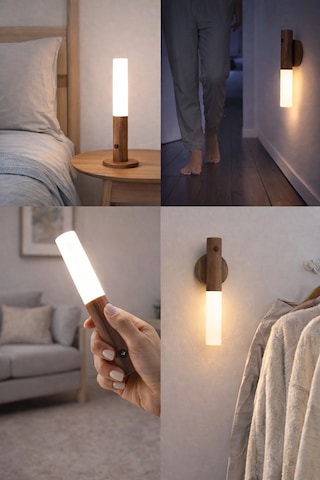 Sensörlü Dekoratif Meşale Duvar Aplik Led Gece Lambası Mıknatıslı Model Çok Renkli