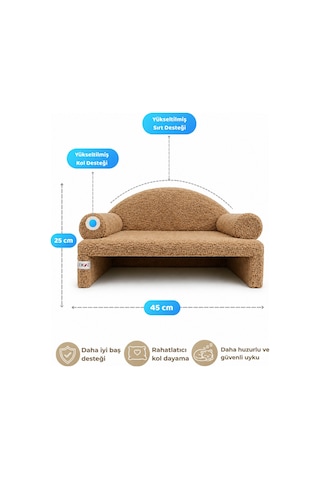 Reyo Pet Peluş Kedi Koltuğu Kedi Kanepesi Kedi Yatağı Evcil Hayvan Dinlenme Koltuğu Rahat Kedi Sofa Yatağı 45 x 33 x 25 CM Bej