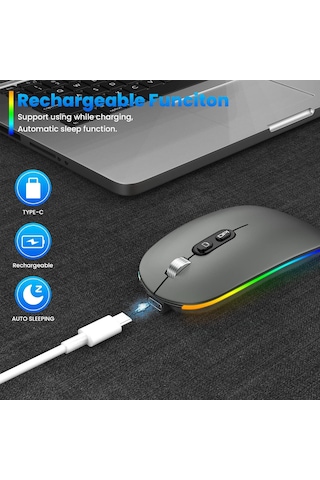 Kablosuz Led Fare Sessiz 2.4g Şarj Edilebilir Dizüstü Bilgisayar Faresi Diğer