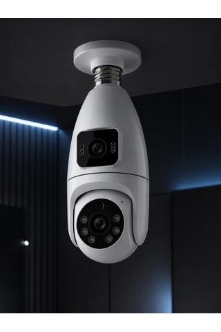 Mey İthalat Çift Lens Wi-fi Ampul Kamera Ve Mobil Kontrol Yüksek Çözünürlüklü
