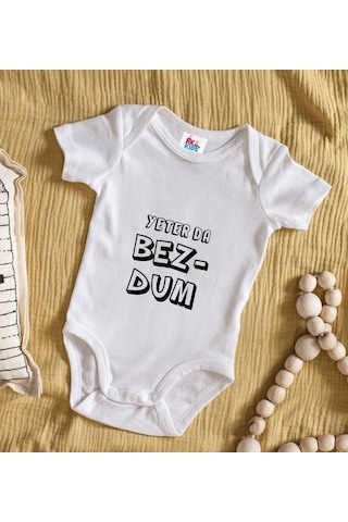 Bk Kids Bezdum Tasarımlı Beyaz Bebek Body Zıbın-3 Çok Renkli