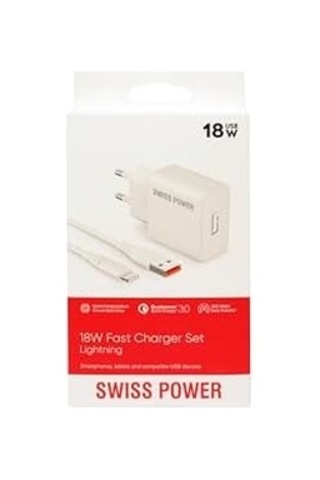 Swiss Power 18w 3.0 Lightning İle Uyumlu Hızlı Şarj Seti Sws-a1 - Beyaz