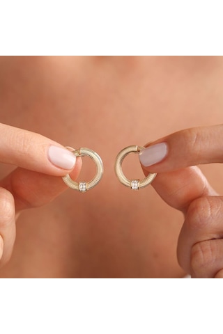 Sembol Gold Özel Tasarım Altın Halka Küpe 1.7 CM