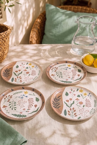 Soft Bloom Nordic Pasta Tabağı 4'lü Pasta & Sunum Tabağı 22 Cm Çok Renkli