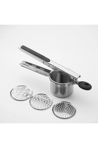 Honeybeeshop Siyah Profesyonel Ve Ev Tipi Agir Hizmet Paslanmaz Celik Patates Ezici Pure Makinesi Diskli Kolay Temizlenebilir