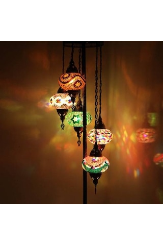Dekoratif Mozaik Gece Lambası Otantik Dekoratif El Yapımı 5 li Lambader v2