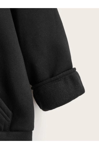 Moda Assema Çocuk Unisex Kapüşonlu Tatlı Kedi Baskılı Sweatshirt - Siyah Çok Renkli