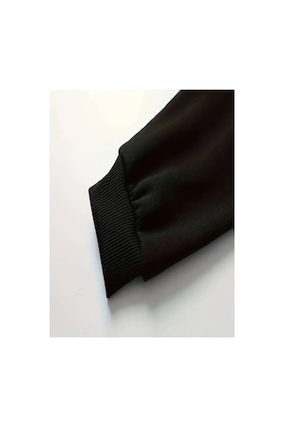Medinenur Sevimli Pandalar Baskılı Kapüşonlu Sweatshirt Siyah