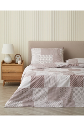 English Home Chain Patch Kolay Ütülenir Çift Kişilik Nevresim Takımı 200x220 Cm Mürdüm
