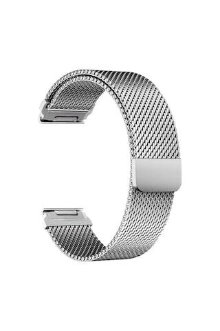 Caseonn Garmin Fenix 5x Kordon Quickfit Manyetik Metal Hasır Yedek Kayış Gümüş