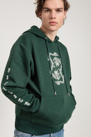 Jahr Marc Dragon Baskılı Yeşil Oversize Erkek Sweatshirt Yeşil
