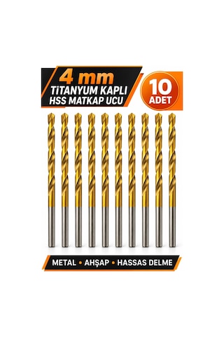 Matkap Ucu 4 Mm 10 Adet Titanyum