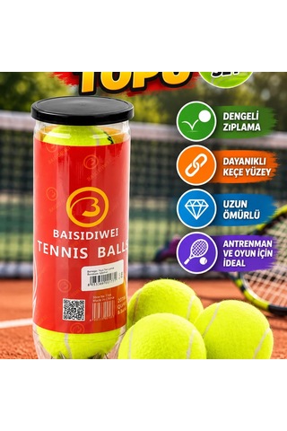 3 Lü Tenis Topu Seti Dengeli Zıplama Ve Dayanıklı Keçe Yüzey