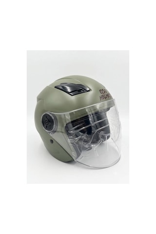 Oso Helmet Yarım Kask Gözlüklü Haki Yeşil - Xl Beden Haki