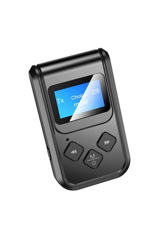 Samdoo T15 Bluetooth 5.0 Çift Fonksiyonlu Alıcı-verici, Lcd Ekranlı, Elle Tutulmadan Konuşma, Dahili Batarya, Siyah