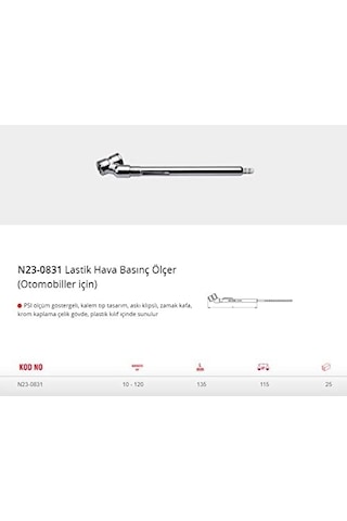Ceta Form Lt7/800 N23-0831 Lastik Hava Basınç Ölçer, Otomobil İçin