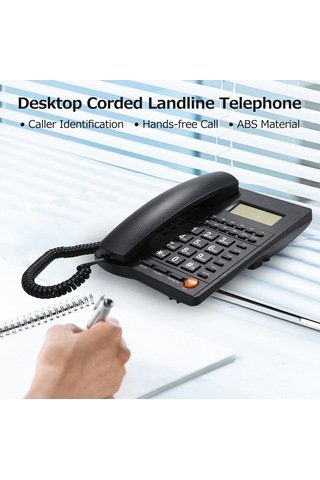 Dancemonkey Ekranlı Arayan Kimlikli Siyah Masaüstü Sabit Telefon - Parlaklık Ayarı Lazer Lazer