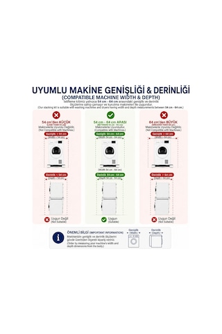 Çamaşır - Kurutma Makinesi Kayar Raylı Ayarlanabilir Bağlantı İst