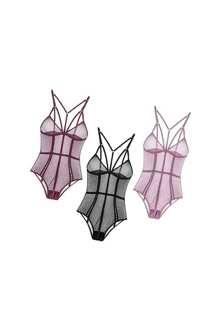 Suntek Bayan Teddy Lingerie Kıyafetler Tek Parça Dantel Siyah