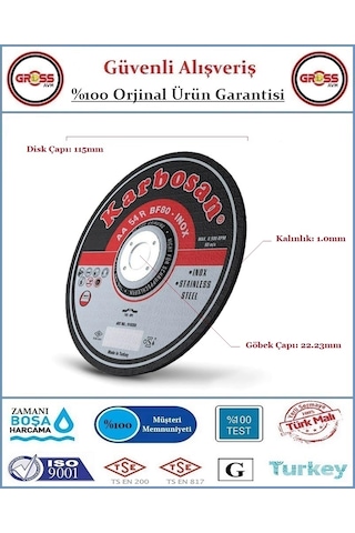 Karbosan Inox Paslanmaz Çelik Kesme Disk Taşı - 115mm