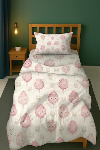 Pamuk Şeker Rüyası Tatlı Tek Kişilik Çocuk Nevresim Seti Pembe