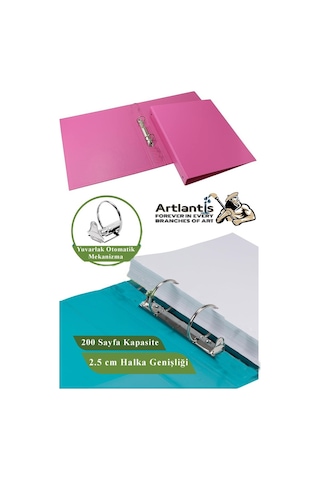 Pembe 2 Halkalı Klasör 2 Adet A4 Pvc Öğrenci Ve Ofis Tipi Evrak Sunum Talebe Büro Klasörü İç Cepli Otomatik Mekanizmalı Pembe