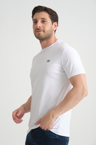 Shooter Sportwear Shooter Erkek T-shirt Nefes Alabilen Esnek Pamuklu Kumaş Regular Kalıp Minimal Logolu Beyaz
