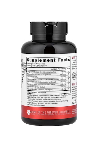 Nutri Men's Nitric Oxide Complex Tongkat Ali Citrulline Tribulus Ashwa/gandha 120 Vegan Capsules