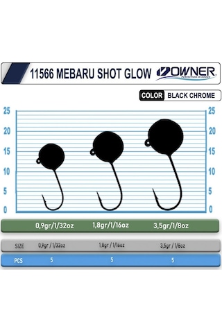 Owner Cultiva 11566 Mebaru Shot Glow Jighead 0.9gr
