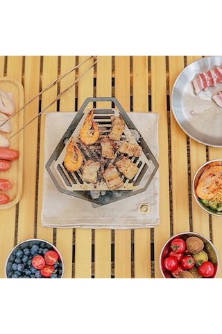 Yaozixa Dışarıda Kullanalım: Çelik Paslanmaz, Taşınabilir, Montaj Kolay Mini Barbekü Izgarası - Rüzgar Engeli Ve Çantasıyla Çok Renkli