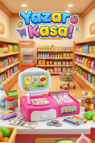 Sesli Işıklı Oyuncak Yazar Kasa Küçük Boy - Aksesuarlı Market Kasası Ve Evcilik Seti Pembe