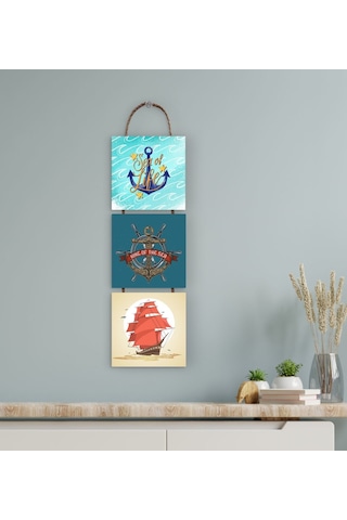 Bk Gift 3 Parça Ipli Ahşap Tablo Seti-52