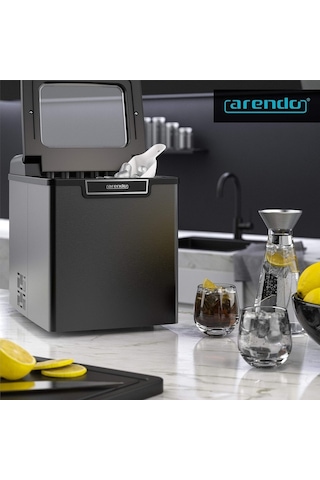 Arendo 1.8l Paslanmaz Çelik Buz Makinesi Bpa Free, Hızlı Üretim, 2 Boy Buz Seçeneği Özel Mutfak Aletleri Gri