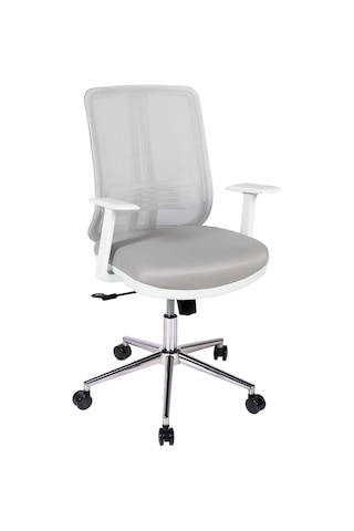 Ofisbazaar Up Beyaz Fileli Çalışma Koltuğu Ergonomik Şef Ve Toplantı Koltuğu Gri Gri